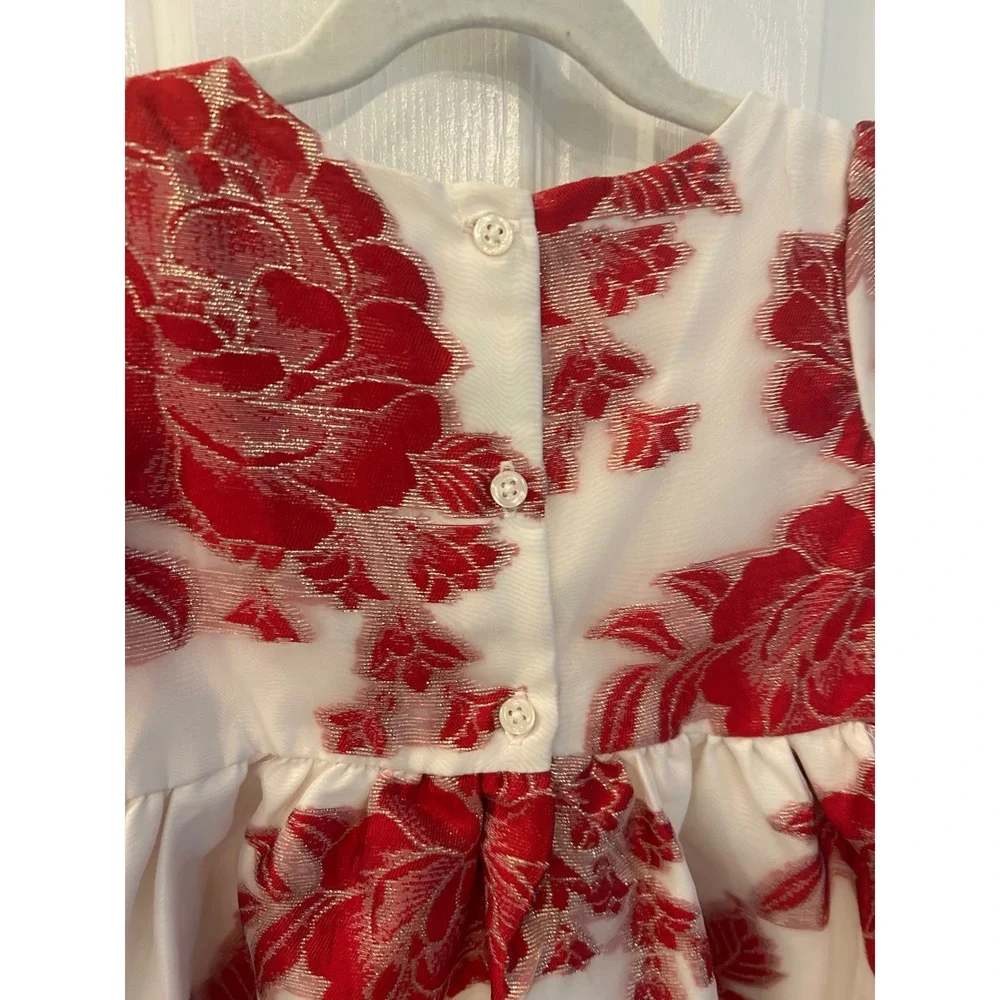 Gymboree Dress Red White Floral Jacquard Metallic Special Occasion Holiday 4T